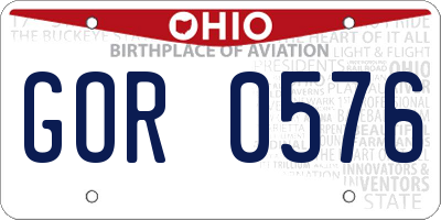 OH license plate GOR0576