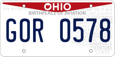 OH license plate GOR0578