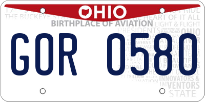 OH license plate GOR0580