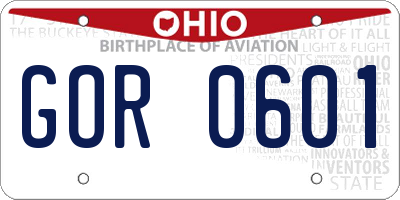 OH license plate GOR0601
