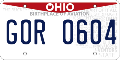 OH license plate GOR0604