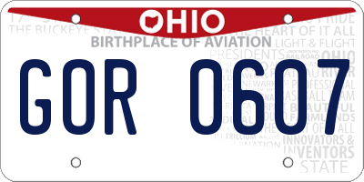 OH license plate GOR0607