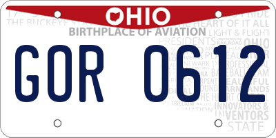 OH license plate GOR0612