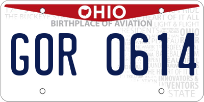 OH license plate GOR0614