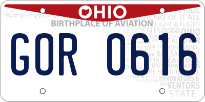 OH license plate GOR0616