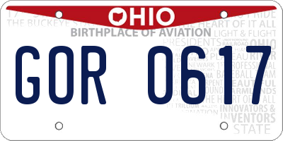OH license plate GOR0617