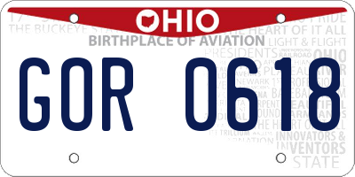 OH license plate GOR0618
