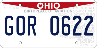 OH license plate GOR0622