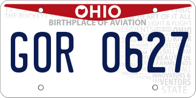 OH license plate GOR0627