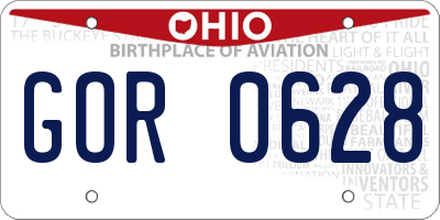 OH license plate GOR0628