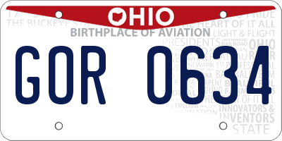 OH license plate GOR0634