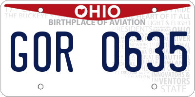 OH license plate GOR0635