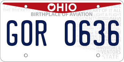 OH license plate GOR0636