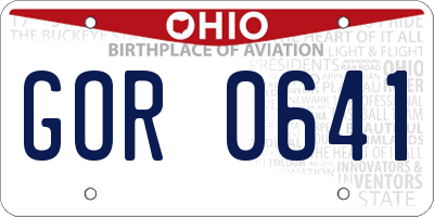 OH license plate GOR0641