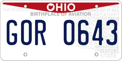 OH license plate GOR0643