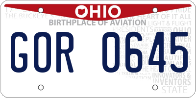 OH license plate GOR0645