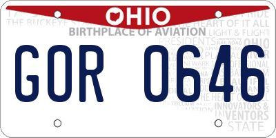 OH license plate GOR0646