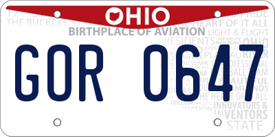 OH license plate GOR0647