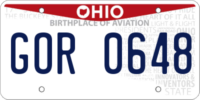 OH license plate GOR0648