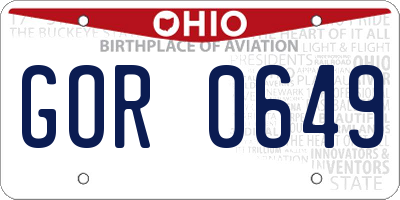 OH license plate GOR0649