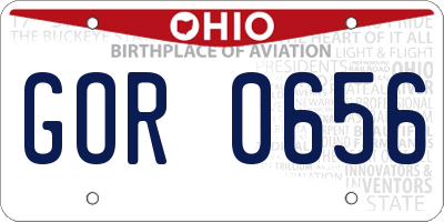 OH license plate GOR0656