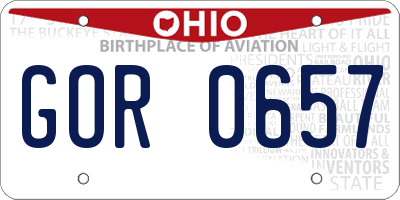 OH license plate GOR0657