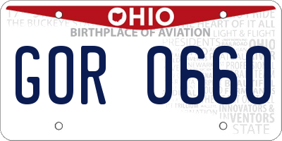 OH license plate GOR0660