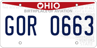 OH license plate GOR0663