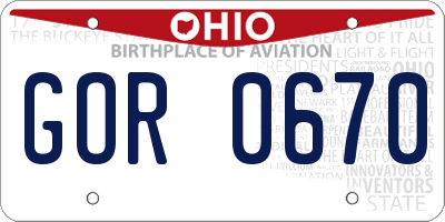 OH license plate GOR0670