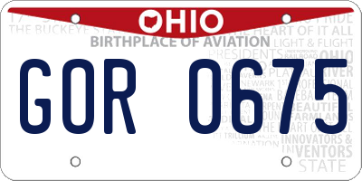 OH license plate GOR0675