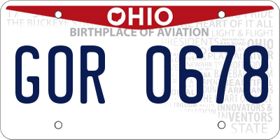 OH license plate GOR0678