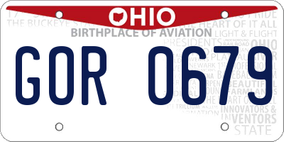 OH license plate GOR0679
