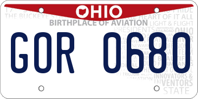 OH license plate GOR0680