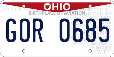 OH license plate GOR0685