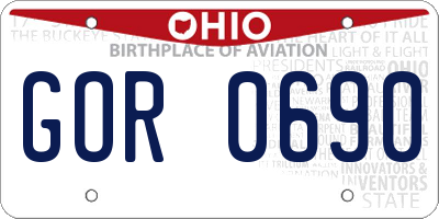 OH license plate GOR0690