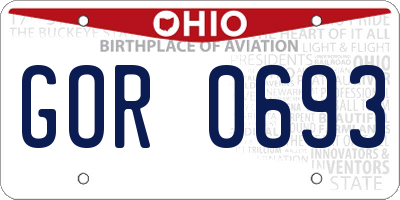OH license plate GOR0693