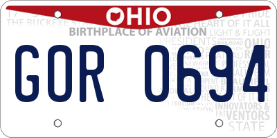 OH license plate GOR0694