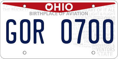 OH license plate GOR0700