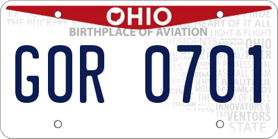 OH license plate GOR0701