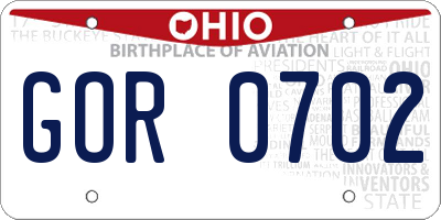 OH license plate GOR0702