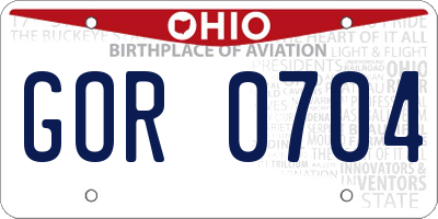 OH license plate GOR0704