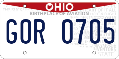 OH license plate GOR0705