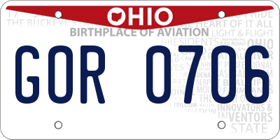 OH license plate GOR0706