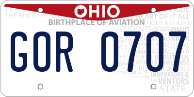 OH license plate GOR0707