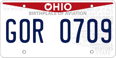 OH license plate GOR0709