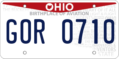 OH license plate GOR0710