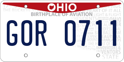 OH license plate GOR0711