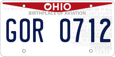 OH license plate GOR0712
