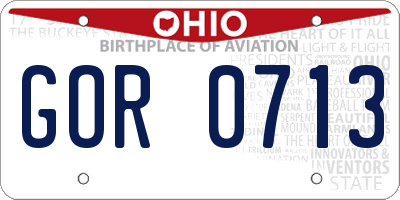 OH license plate GOR0713