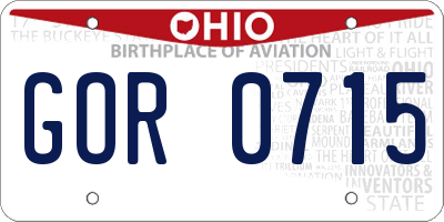 OH license plate GOR0715